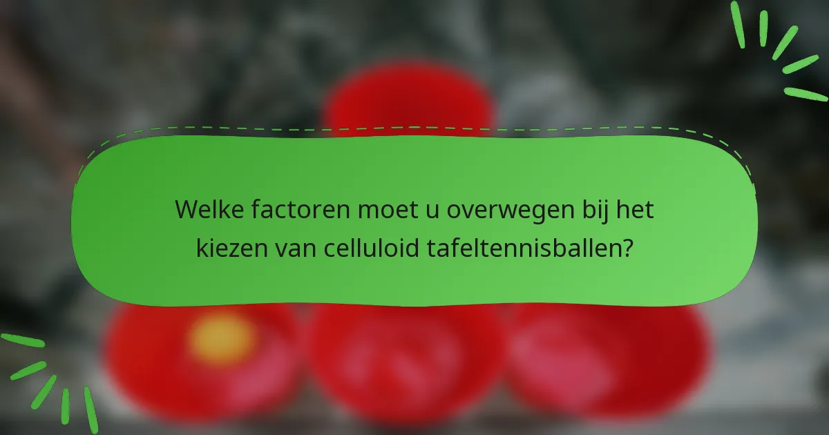 Welke factoren moet u overwegen bij het kiezen van celluloid tafeltennisballen?